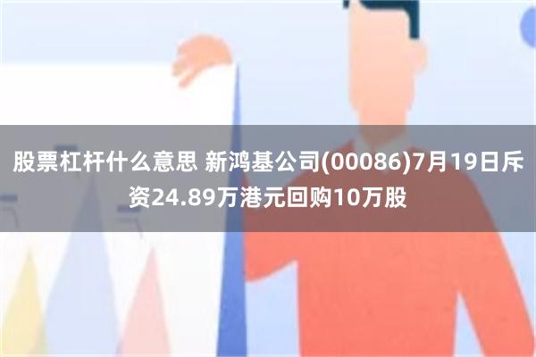 股票杠杆什么意思 新鸿基公司(00086)7月19日斥资24.89万港元回购10万股