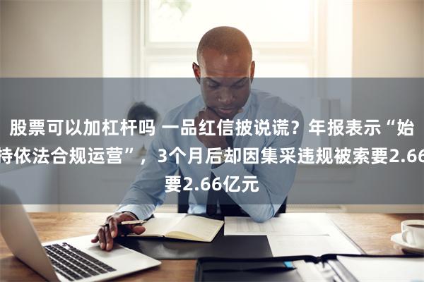 股票可以加杠杆吗 一品红信披说谎？年报表示“始终坚持依法合规运营”，3个月后却因集采违规被索要2.66亿元