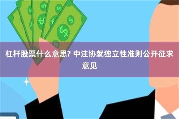 杠杆股票什么意思? 中注协就独立性准则公开征求意见