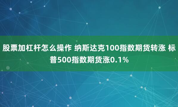 股票加杠杆怎么操作 纳斯达克100指数期货转涨 标普500指数期货涨0.1%