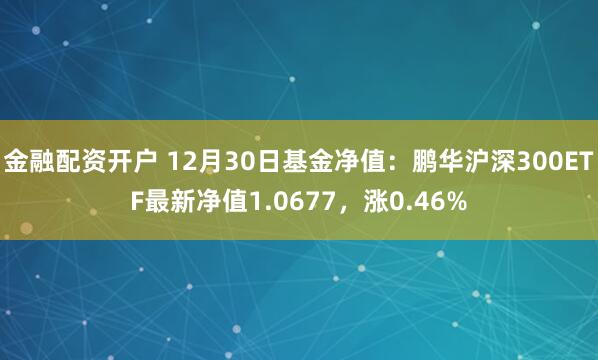 金融配资开户 12月30日基金净值：鹏华沪深300ETF最新净值1.0677，涨0.46%