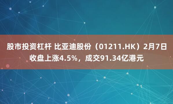 股市投资杠杆 比亚迪股份（01211.HK）2月7日收盘上涨4.5%，成交91.34亿港元