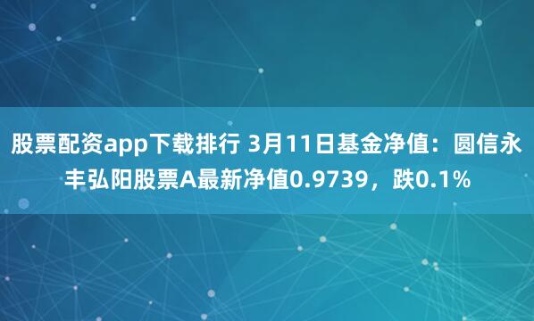 股票配资app下载排行 3月11日基金净值：圆信永丰弘阳股票A最新净值0.9739，跌0.1%